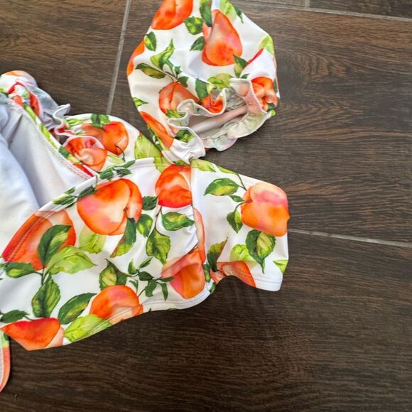 BCBG Paris Peach Print Off-Shoulder Bikini sz M - Picture 3 of 9